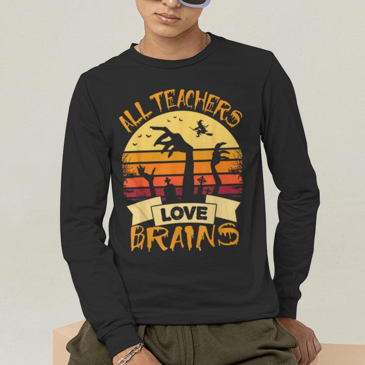 Halloween Teacher Shirt All Teachers Love Brains Halloween Men Women Men's Long Sleeve T-Shirt, funny gift Halloween Teacher Shirt All Teachers Love Brains Halloween Men Women Men's Long Sleeve T-Shirt, funny gift