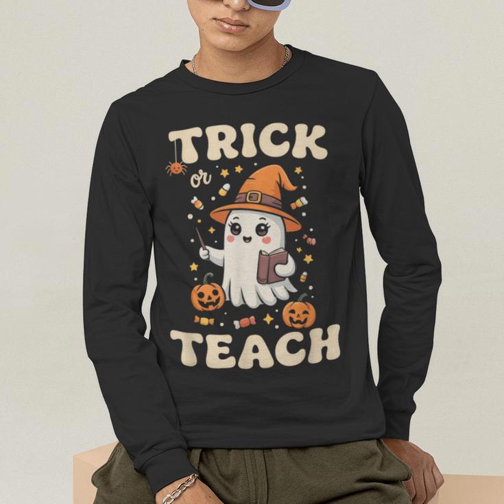 Halloween Teacher Shirts Women School Trick Or Teach Groovy Men's Long Sleeve T-Shirt, funny gift Halloween Teacher Shirts Women School Trick Or Teach Groovy Men's Long Sleeve T-Shirt, funny gift