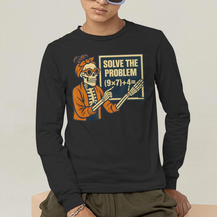Halloween Teacher Six Seven Meme 6 7 Skeleton Spooky Costume Men's Long Sleeve T-Shirt, funny gift Halloween Teacher Six Seven Meme 6 7 Skeleton Spooky Costume Men's Long Sleeve T-Shirt, funny gift