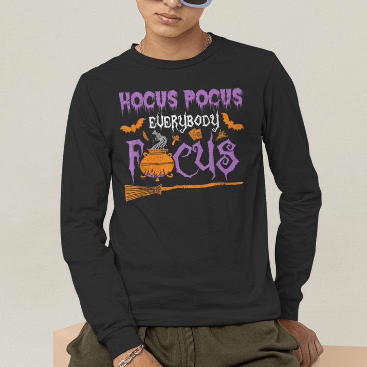 Halloween Teacher Or Student Hocus Pocus Everybody Focus For Men Women Kids Men's Long Sleeve T-Shirt, funny gift