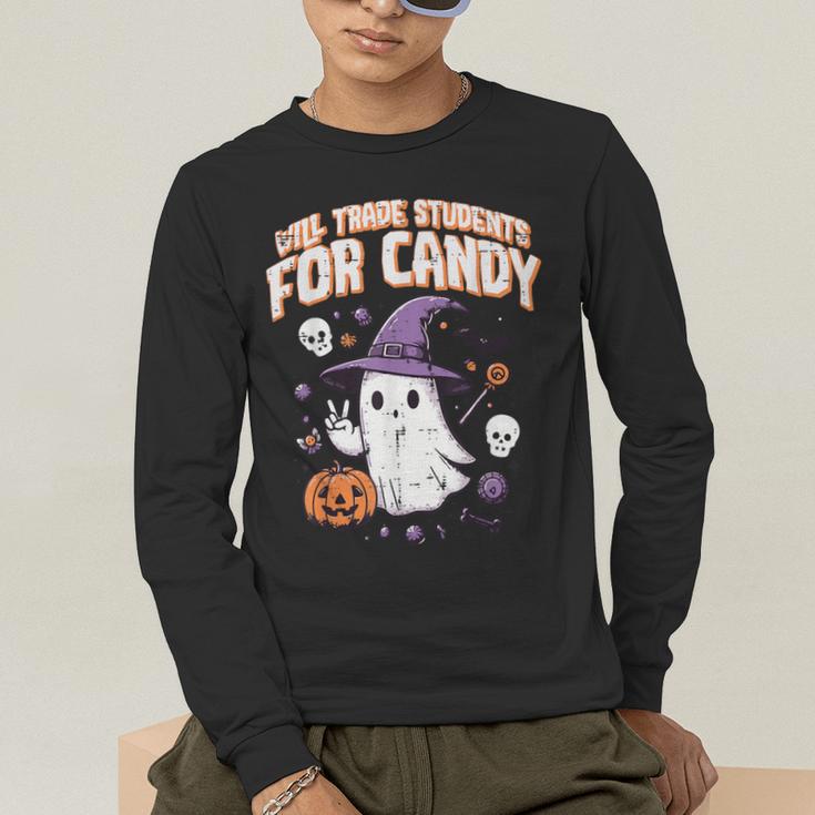Halloween Teacher Trade Students For Candy Costume Women Men's Long Sleeve T-Shirt, funny gift Halloween Teacher Trade Students For Candy Costume Women Men's Long Sleeve T-Shirt, funny gift