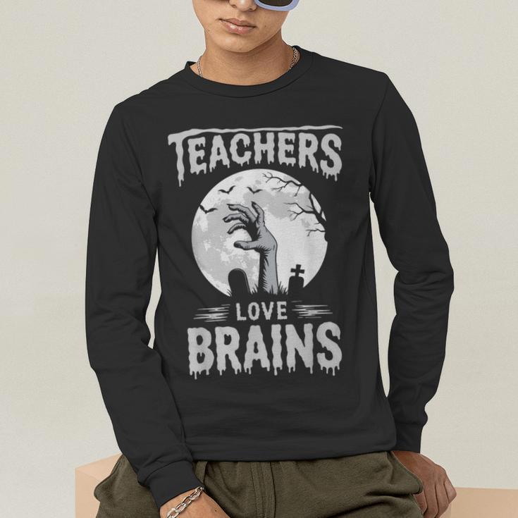 Halloween Teacher Tshirts Zombie Teachers Love Brains Men's Long Sleeve T-Shirt, funny gift Halloween Teacher Tshirts Zombie Teachers Love Brains Men's Long Sleeve T-Shirt, funny gift