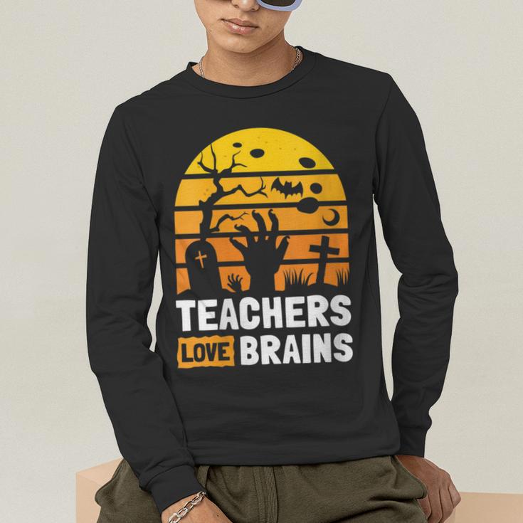 Halloween Teachers Science Math Teachers Love Brains Men's Long Sleeve T-Shirt, funny gift Halloween Teachers Science Math Teachers Love Brains Men's Long Sleeve T-Shirt, funny gift