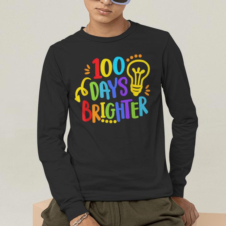 Happy 100th Day Of School 100 Days Brighter Girls Teacher Men's Long Sleeve T-Shirt, funny gift