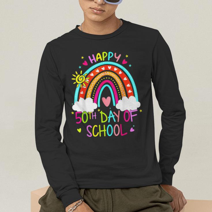 Happy 50th Days Of School Rainbow Teacher 50 Days Smarter Men's Long Sleeve T-Shirt, funny gift Happy 50th Days Of School Rainbow Teacher 50 Days Smarter Men's Long Sleeve T-Shirt, funny gift