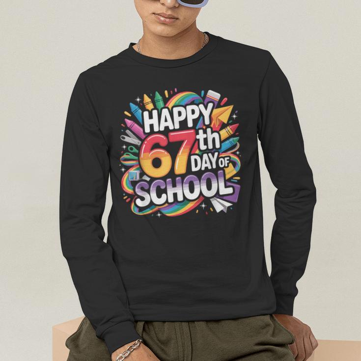 Happy 67 Days Of School Meme 100 Day Of School Teacher 6 7 Men's Long Sleeve T-Shirt, funny gift