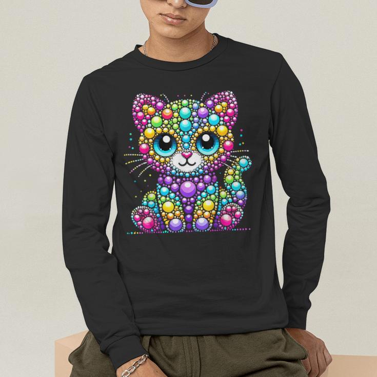 Happy Dot Day Colorful Polka Dot Cat Kitten Teachers Kids Men's Long Sleeve T-Shirt, funny gift
