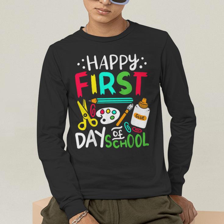 Happy First Day Of School Teacher Back To School Student Men's Long Sleeve T-Shirt, funny gift