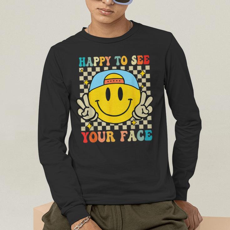 Happy To See Your Face Hippie Smile Back To School Teachers Men's Long Sleeve T-Shirt, funny gift Happy To See Your Face Hippie Smile Back To School Teachers Men's Long Sleeve T-Shirt, funny gift