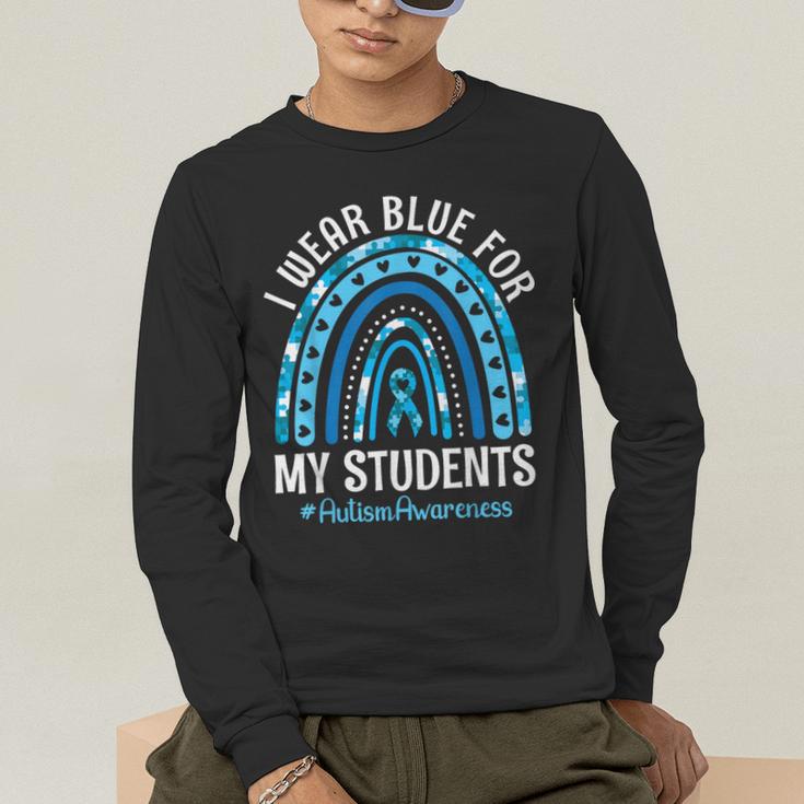 Happy Teacher I Wear Blue For My Students Autism Awareness Men's Long Sleeve T-Shirt, funny gift