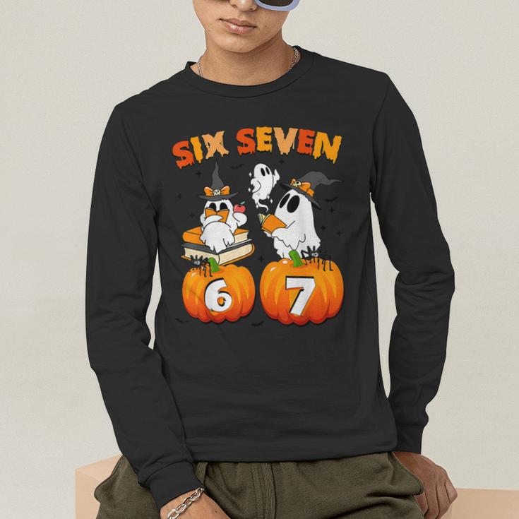 Haunted By 67 Boo Ghost Pumpkin Halloween Teacher Men's Long Sleeve T-Shirt, funny gift
