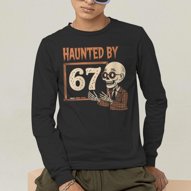Haunted By 67 Halloween 67 Meme Six Seven Teacher Men's Long Sleeve T-Shirt, funny gift Haunted By 67 Halloween 67 Meme Six Seven Teacher Men's Long Sleeve T-Shirt, funny gift