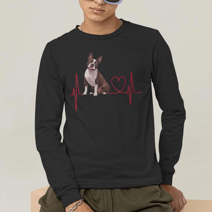 Heartbeat Boston Terrier Dog Men's Long Sleeve T-Shirt, funny gift