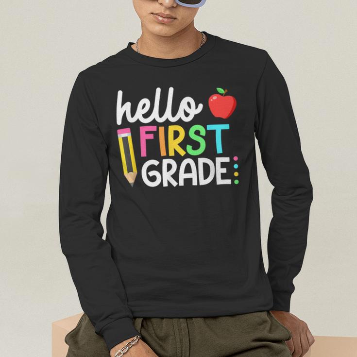 Hello First Grade Team 1st Grade Back To School Teacher Kids Men's Long Sleeve T-Shirt, funny gift Hello First Grade Team 1st Grade Back To School Teacher Kids Men's Long Sleeve T-Shirt, funny gift
