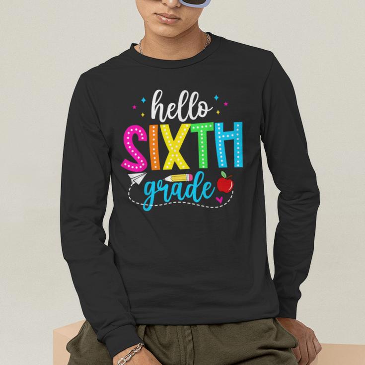 Hello Sixth Grade Cute Back To School 6th Grade Teacher Kids Men's Long Sleeve T-Shirt, funny gift