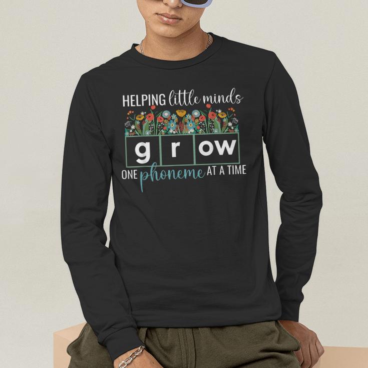 Helping Little Minds Grow One Phoneme At A Time Teacher Men's Long Sleeve T-Shirt, funny gift