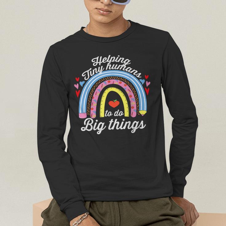 Helping Tiny Humans To Do Big Things Teacher Women Men's Long Sleeve T-Shirt, funny gift Helping Tiny Humans To Do Big Things Teacher Women Men's Long Sleeve T-Shirt, funny gift