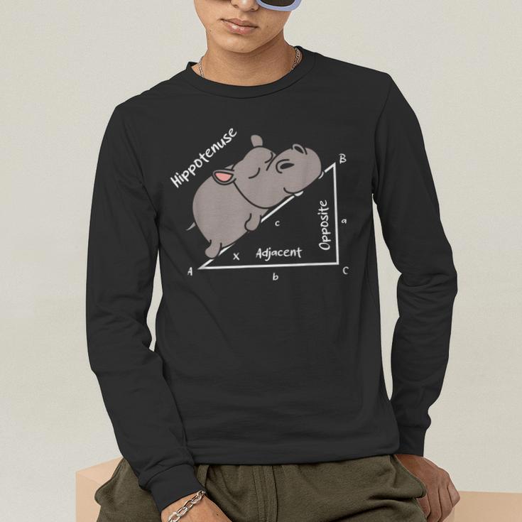 Hippotenuse Hippo Angle Function Hypotenuse Math Teacher Men's Long Sleeve T-Shirt, funny gift