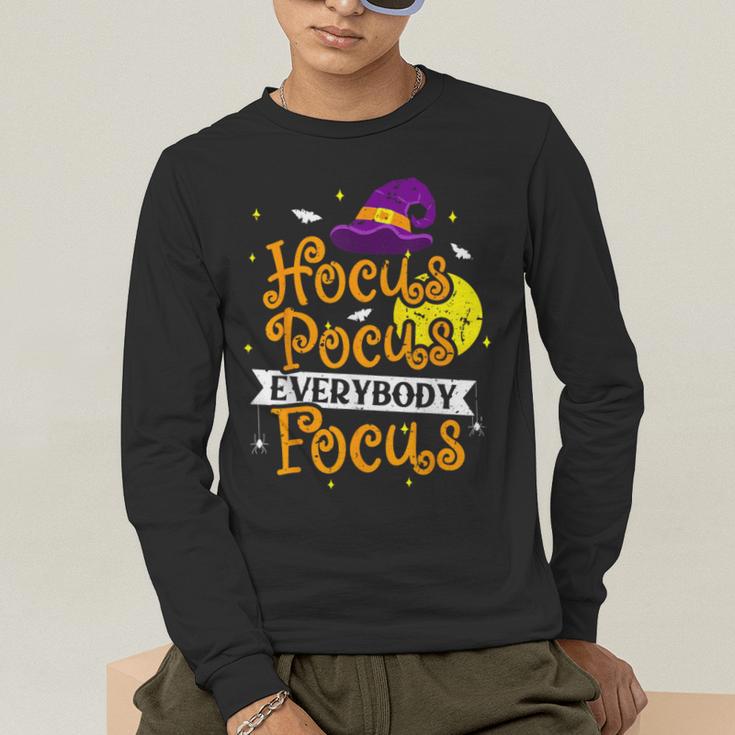 Hocus Pocus Everybody Focus Halloween Teacher Men Women Kids Men's Long Sleeve T-Shirt, funny gift