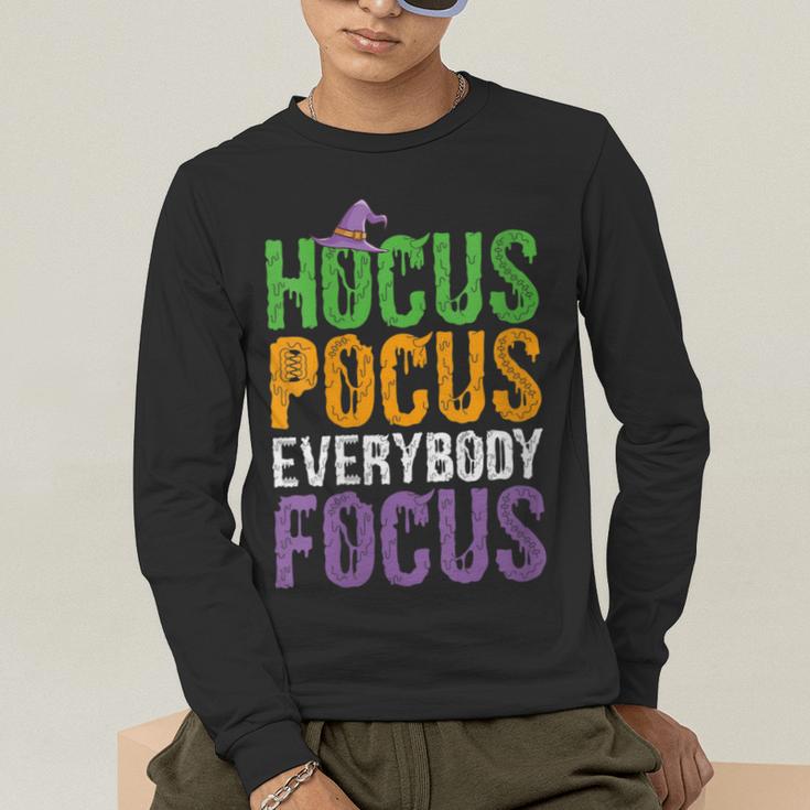 Hocus Pocus Everybody Focus Teacher Halloween Men's Long Sleeve T-Shirt, funny gift