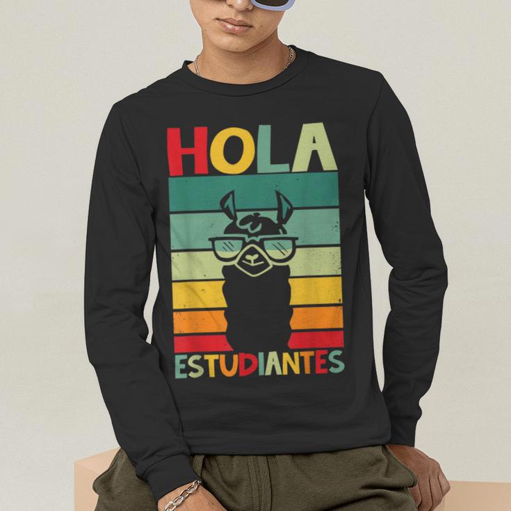 Hola Estudiantes Spanish Teacher Back To School 2025 Men's Long Sleeve T-Shirt, funny gift Hola Estudiantes Spanish Teacher Back To School 2025 Men's Long Sleeve T-Shirt, funny gift