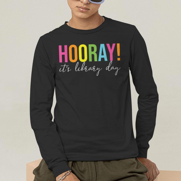 Hooray It's Library Day Teacher Reader Books Back To School Men's Long Sleeve T-Shirt, funny gift Hooray It's Library Day Teacher Reader Books Back To School Men's Long Sleeve T-Shirt, funny gift