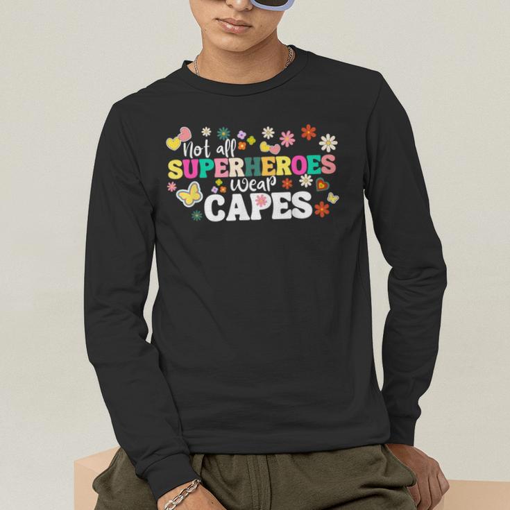 Hot All Superheroes Wear Capes Cute Teacher End Of School Men's Long Sleeve T-Shirt, funny gift