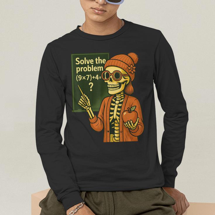 HUGvyn Halloween Skeleton Six Seven 67 Meme PEMDAS Teacher Men's Long Sleeve T-Shirt, funny gift HUGvyn Halloween Skeleton Six Seven 67 Meme PEMDAS Teacher Men's Long Sleeve T-Shirt, funny gift