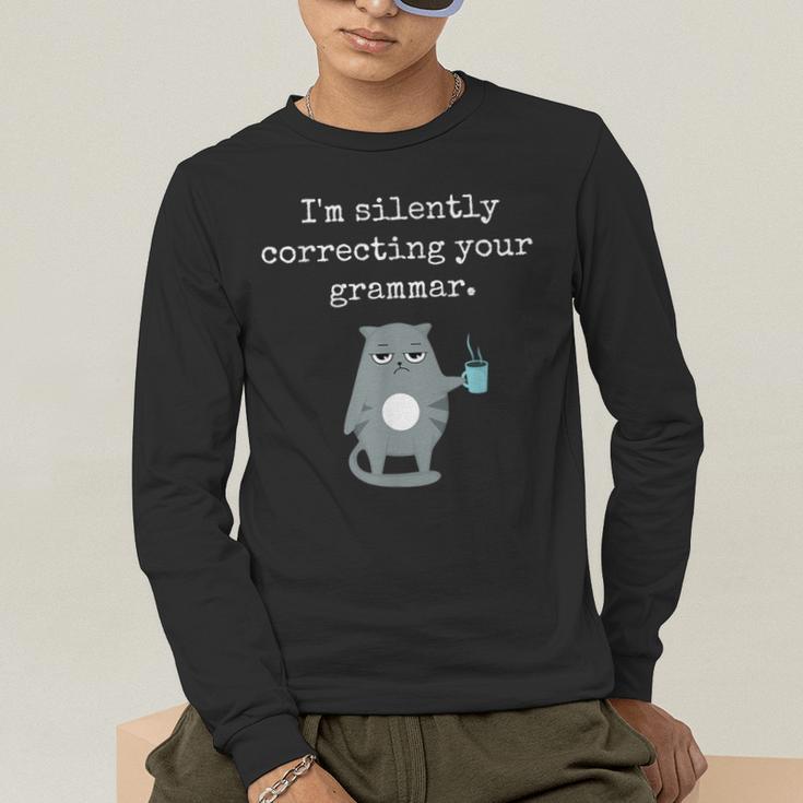 I'm Silently Correcting Your Grammar Sarcastic Teacher For Men Women Kids Men's Long Sleeve T-Shirt, funny gift I'm Silently Correcting Your Grammar Sarcastic Teacher For Men Women Kids Men's Long Sleeve T-Shirt, funny gift