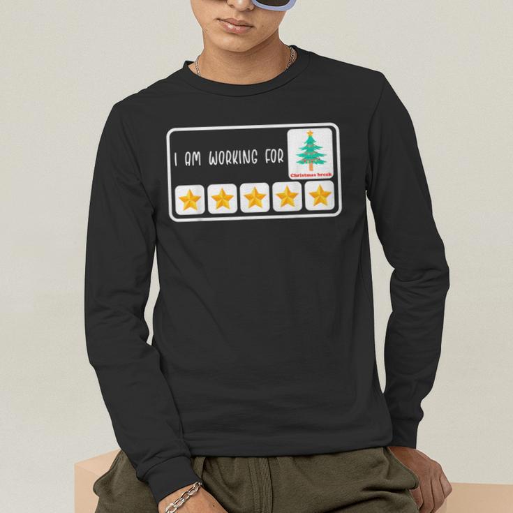 I'm Working For Christmas Break 5 Star Winter Teacher Stars Men's Long Sleeve T-Shirt, funny gift