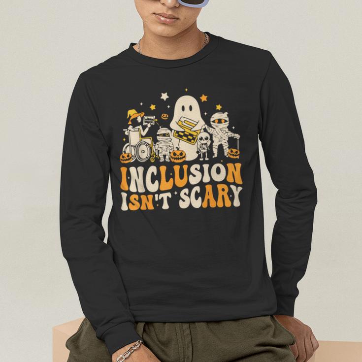 Inclusion Isn't Scary Mummy Boo Ghost Halloween SLP Teacher Men's Long Sleeve T-Shirt, funny gift Inclusion Isn't Scary Mummy Boo Ghost Halloween SLP Teacher Men's Long Sleeve T-Shirt, funny gift