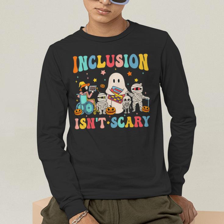 Inclusion Isn't Scary SLP Halloween Sped Teacher Therapy Men's Long Sleeve T-Shirt, funny gift Inclusion Isn't Scary SLP Halloween Sped Teacher Therapy Men's Long Sleeve T-Shirt, funny gift