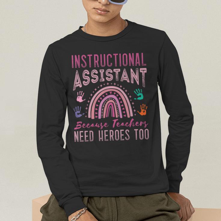Instructional Assistant Because Teacher Need Hero Learning Men's Long Sleeve T-Shirt, funny gift