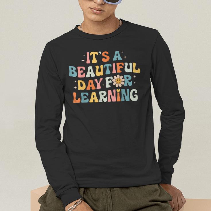 It's Beautiful Day For Learning Retro Teacher Women Men Men's Long Sleeve T-Shirt, funny gift