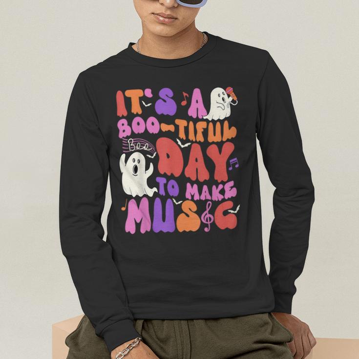 It's a Bootiful Day To Make Music Halloween Music Teacher Men's Long Sleeve T-Shirt, funny gift