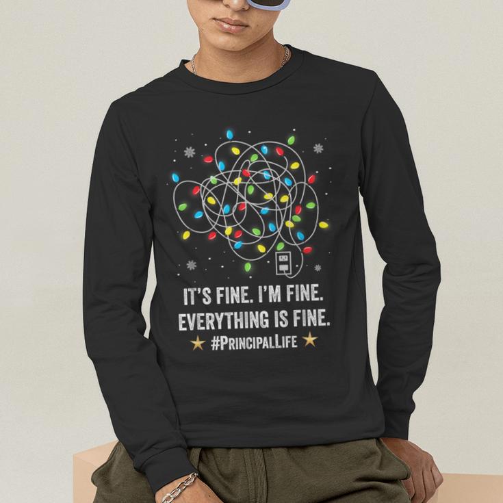 It's Fine I'm Fine Christmas Light Principal Teacher Xmas Men Women Men's Long Sleeve T-Shirt, funny gift It's Fine I'm Fine Christmas Light Principal Teacher Xmas Men Women Men's Long Sleeve T-Shirt, funny gift