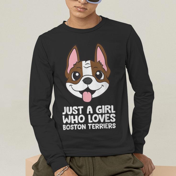 Just a Girl Who Loves Boston Terriers Men's Long Sleeve T-Shirt, funny gift