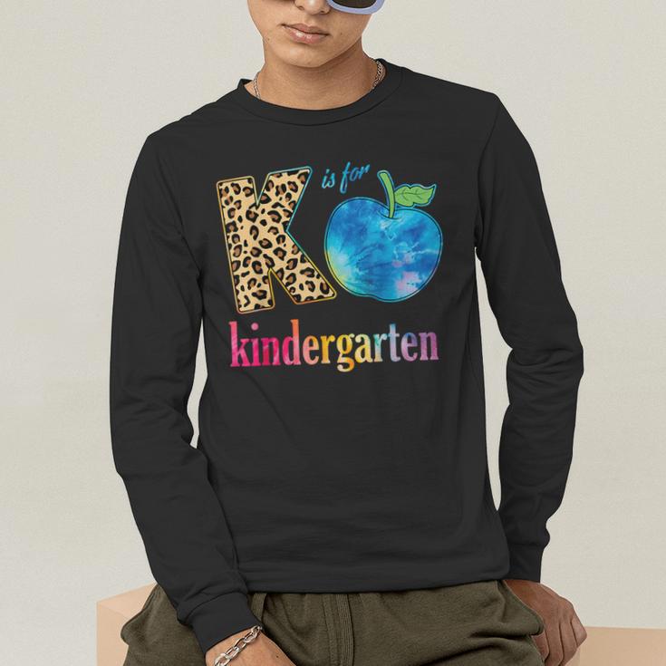 K Is For Kindergarten Teacher Tie Dye Back To School Kinder For Men Women Girls Kids Men's Long Sleeve T-Shirt, funny gift