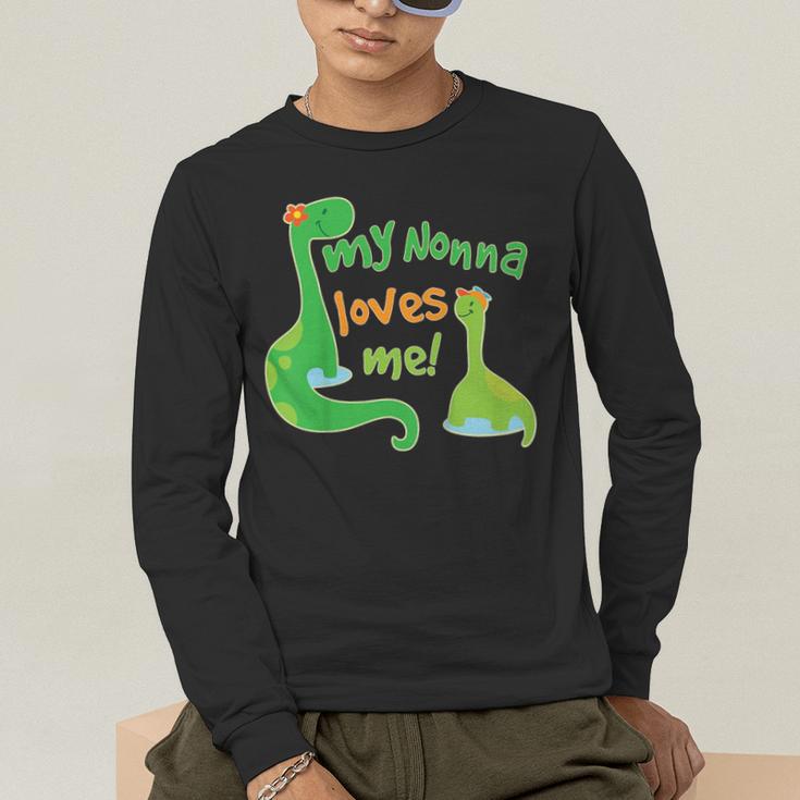 Kids My Nonna Loves Me Dinosaur Grandson Men's Long Sleeve T-Shirt, funny gift