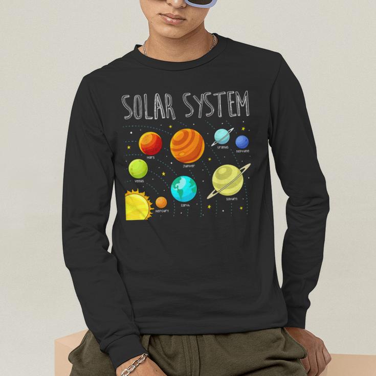 Kids Solar Systems Cute Planets Space Science Teacher School Men's Long Sleeve T-Shirt, funny gift