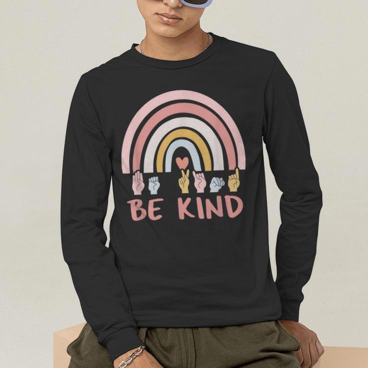 Be Kind ASL Sign Language Deaf SPED Teacher Kids Men Women Men's Long Sleeve T-Shirt, funny gift Be Kind ASL Sign Language Deaf SPED Teacher Kids Men Women Men's Long Sleeve T-Shirt, funny gift