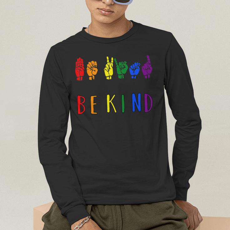 Be Kind Pride Sign Language Rainbow Teachers Interpreter ASL Men's Long Sleeve T-Shirt, funny gift Be Kind Pride Sign Language Rainbow Teachers Interpreter ASL Men's Long Sleeve T-Shirt, funny gift