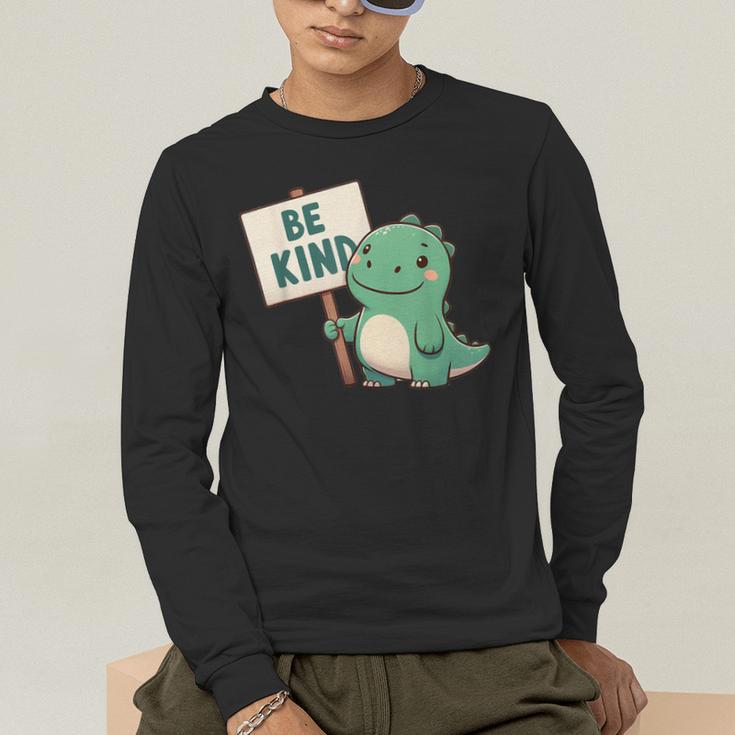 Be Kind Teacher Anti-Bullying Dino Kindness Women Men Boys Men's Long Sleeve T-Shirt, funny gift
