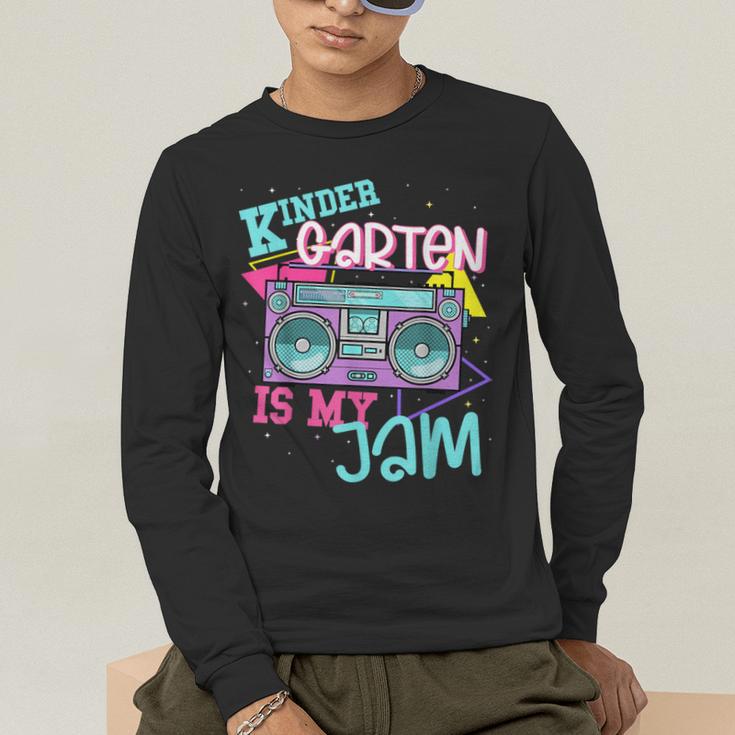 Kindergarten Is My Jam Cute Teacher Shirt 80's 90's Styl Men's Long Sleeve T-Shirt, funny gift Kindergarten Is My Jam Cute Teacher Shirt 80's 90's Styl Men's Long Sleeve T-Shirt, funny gift