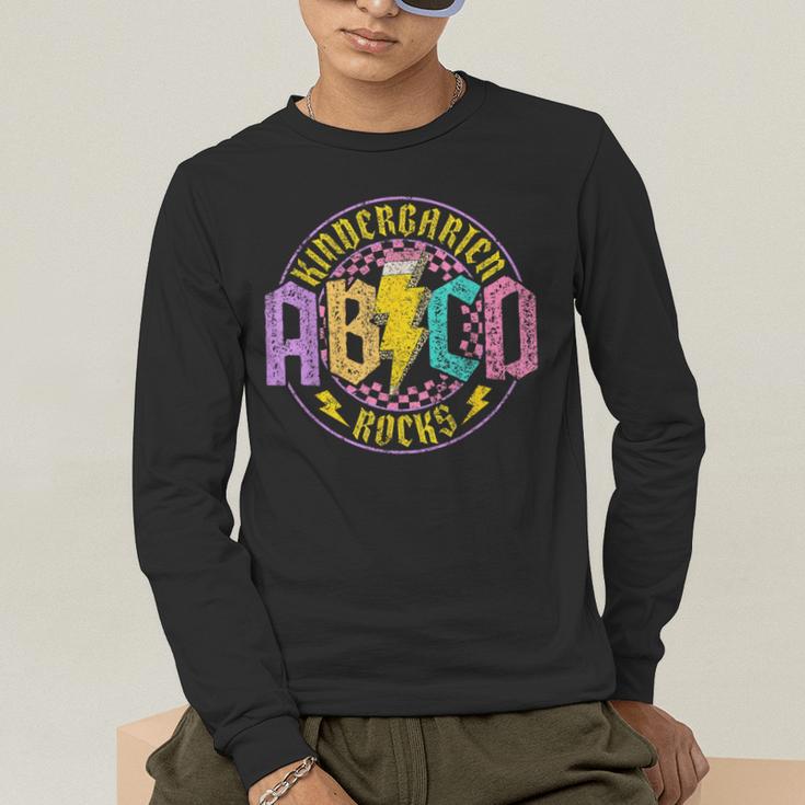 Kindergarten Rocks ABCD Back To School Rock Teacher Men's Long Sleeve T-Shirt, funny gift