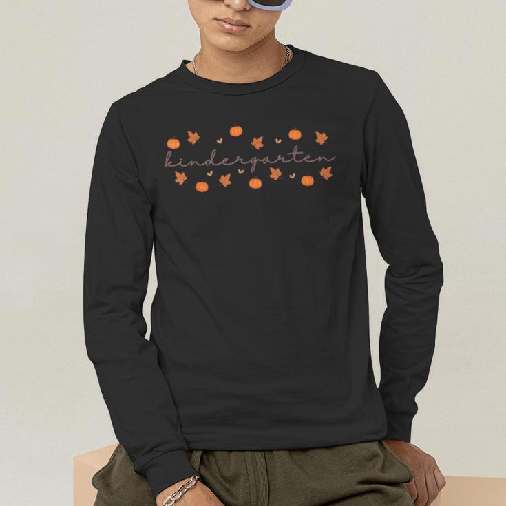 Kindergarten Teacher Pumpkin Autumn Leaves Kinder Team Fall Men's Long Sleeve T-Shirt, funny gift Kindergarten Teacher Pumpkin Autumn Leaves Kinder Team Fall Men's Long Sleeve T-Shirt, funny gift