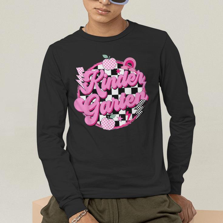 Kindergarten Teacher Women Checkered First Day Of School Men's Long Sleeve T-Shirt, funny gift