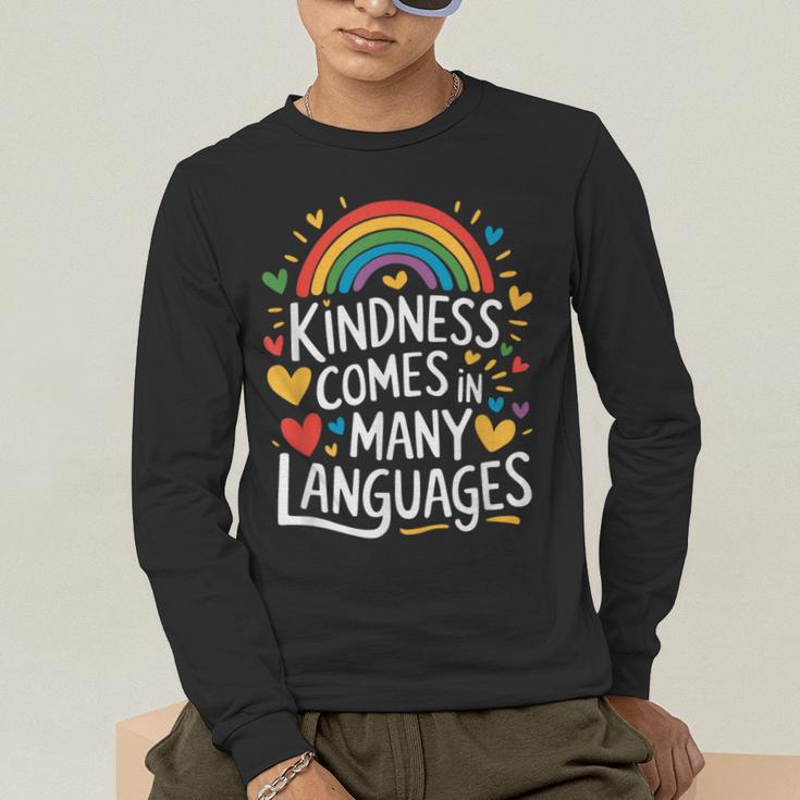 Kindness Comes In Many Languages ESL English Teacher Men's Long Sleeve T-Shirt, funny gift