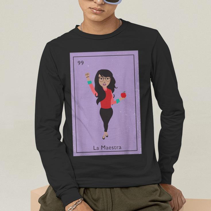La Maestra Mexican Bingo Card Teacher Lottery Card Men's Long Sleeve T-Shirt, funny gift