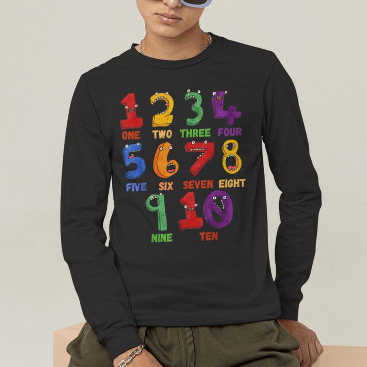Learning Math Numbers Counting Back To School Teacher For Men Women Girls Kids Men's Long Sleeve T-Shirt, funny gift